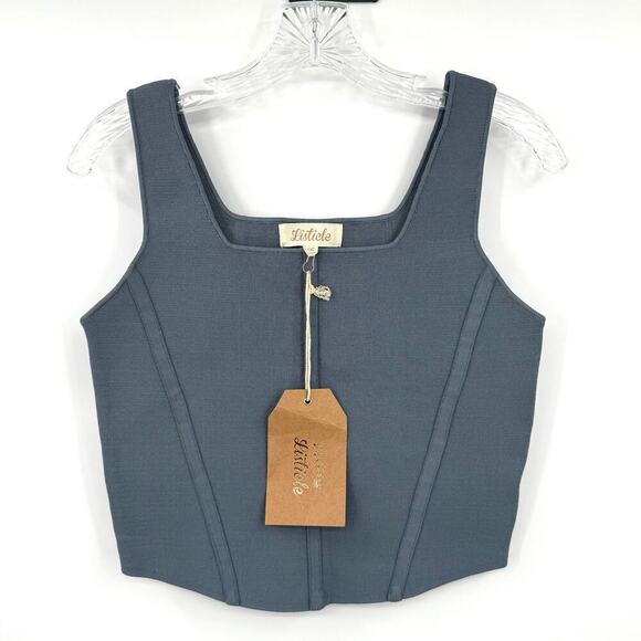 Listicle NWT Bandage Suck It All In Tank Top SageBlue Elastic Womens Size Large - Picture 2 of 8